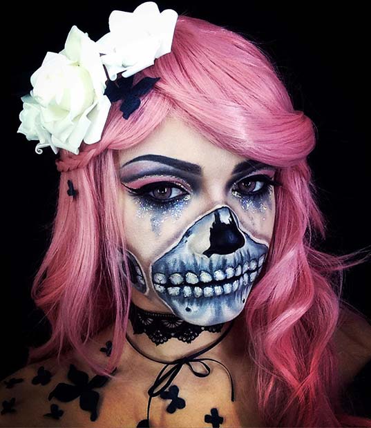 Glitter Skull Design for Unique Halloween Makeup Ideas to Try