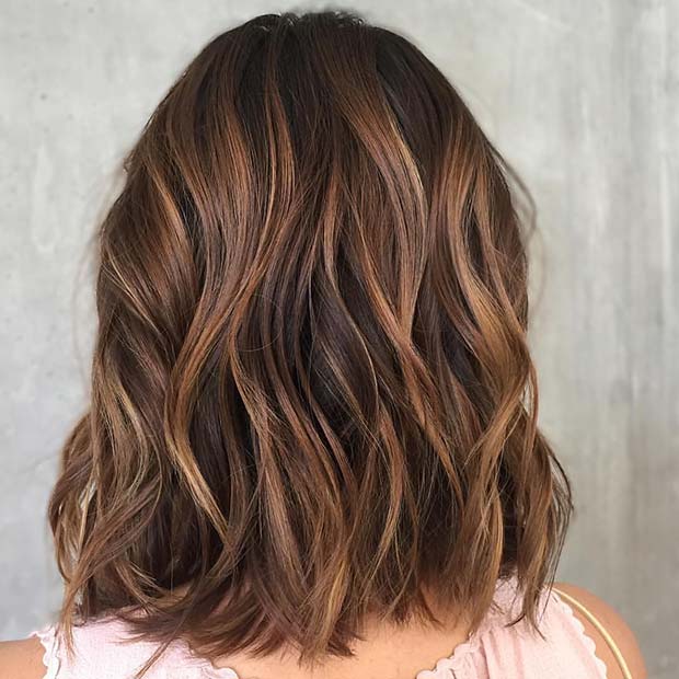 Caramel Highlight Lob for Lob Hairstyles for Fall and Winter