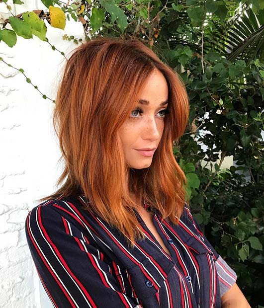 Copper Red for Lob Hairstyles for Fall and Winter