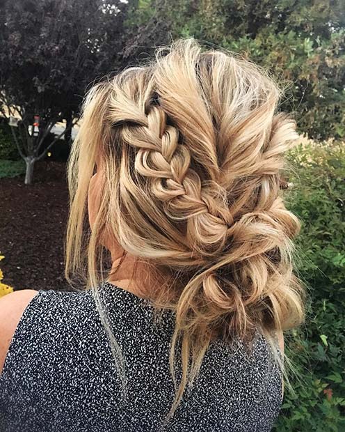 messy side braid wedding