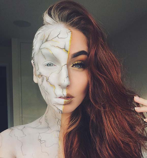 Creative Marble Statue Makeup for Mind-Blowing Halloween Makeup Looks