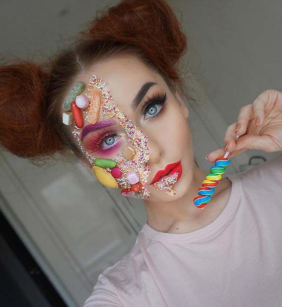 Creative Candy Makeup for Best Halloween Makeup Ideas