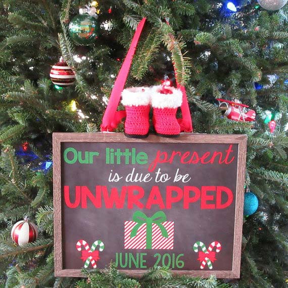 Christmas Tree Sign Pregnancy Announcement