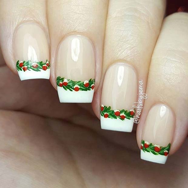 Cute Christmas French Manicure