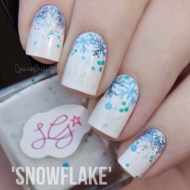 Icy Snowflake Nails