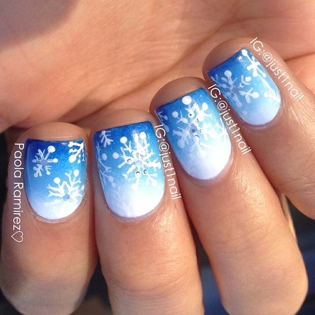 Ombre Snowflake Nails