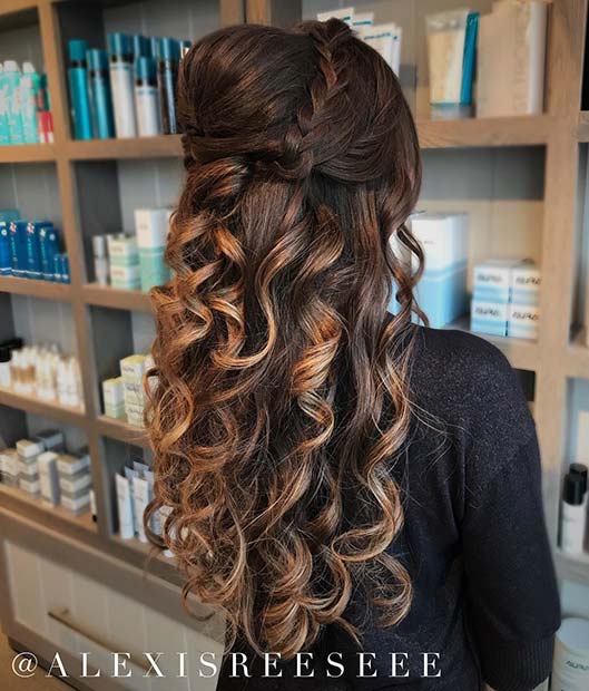 Curly Braided Half Updo