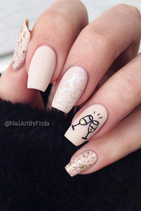 Champagne Nails for NYE