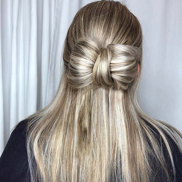 Cute Half Up Half Down Bow Style