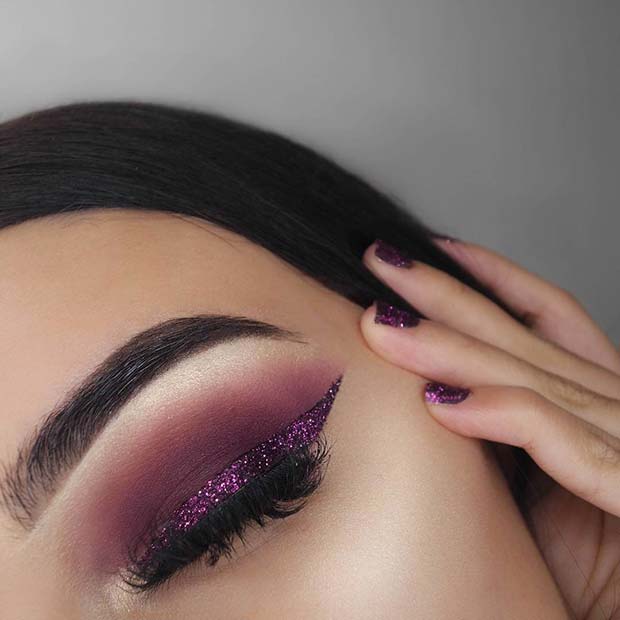 Purple Glitter Eyeliner Makeup Idea