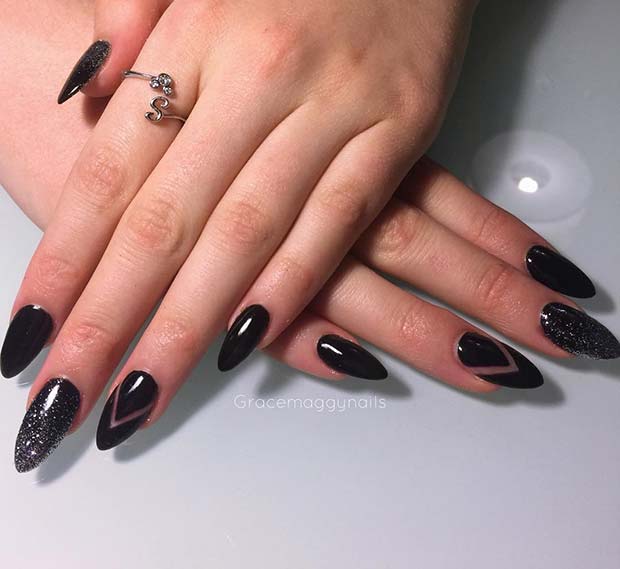 Edgy Black Nail Idea