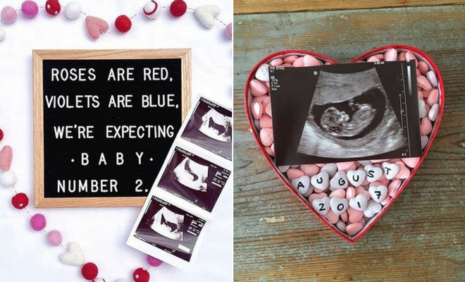Pregnancy Announcement card Pregnancy Announcement to Husband Valentines Day Pregnancy Announcement