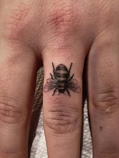 Cute Bee Finger Tattoo