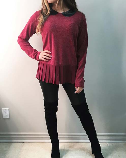 Simple Red and Black Outfit Idea for School 
