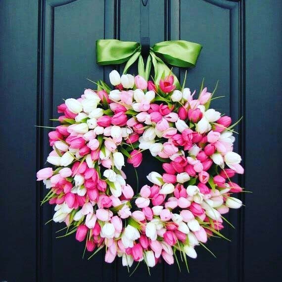 Gorgeous Floral Door Wreath for Spring and Easter