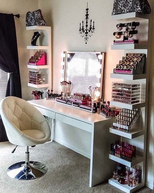 Large Makeup Vanity with Shelves 