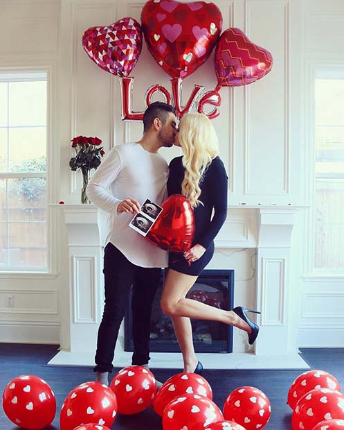 Heart Balloons Couple Pregnancy Announcement 