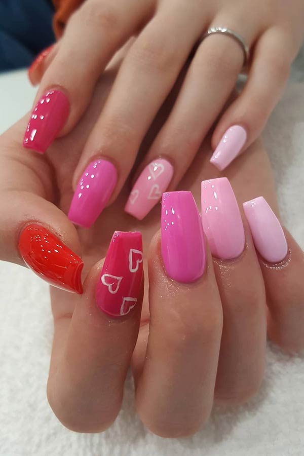Pink Gradient Valentine's Nails