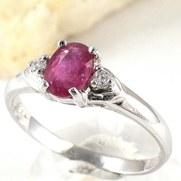 Pretty Silver and Pink Engagement Ring