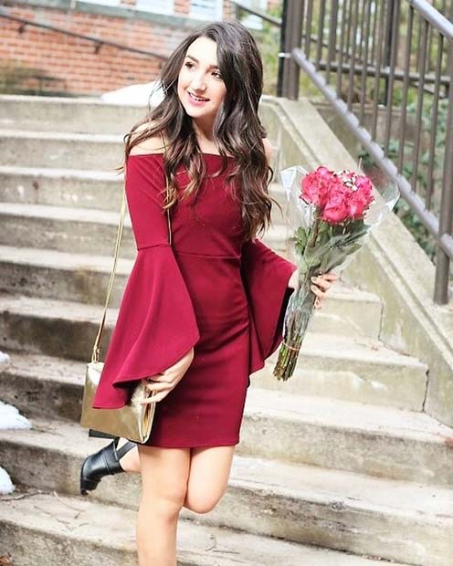Statement Red Dress Outfit Idea