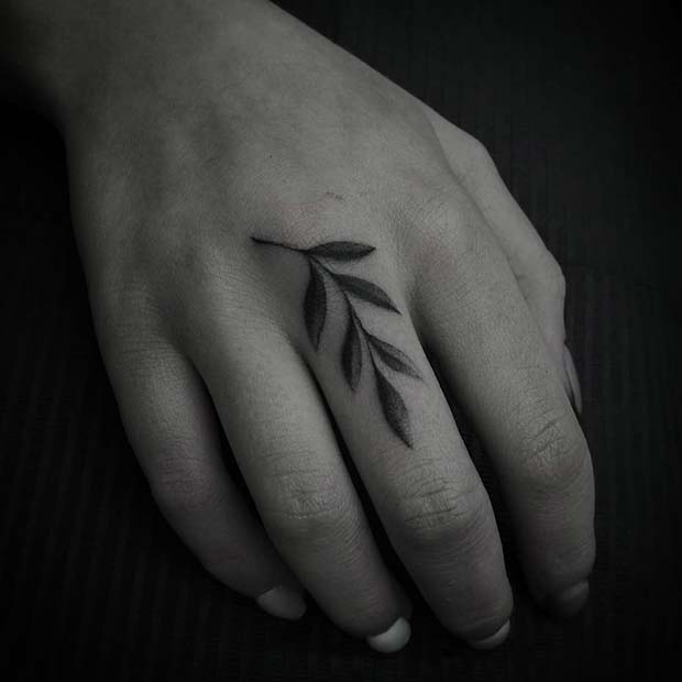  Olive Branch Finger Tattoo Idea