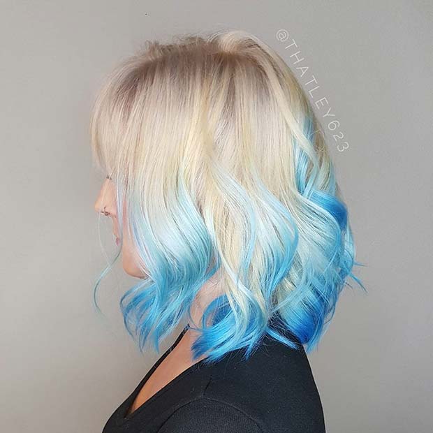 Blonde to Blue Reverse Balayage Hair