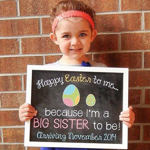 Big Sister Easter Pregnancy Announcement