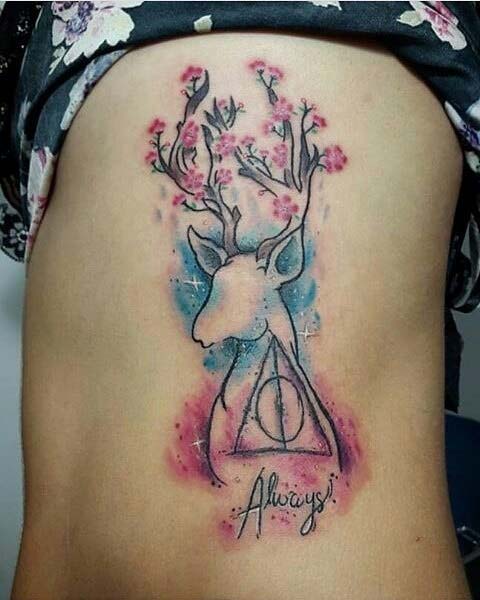 Creative Watercolor Harry Potter Tattoo