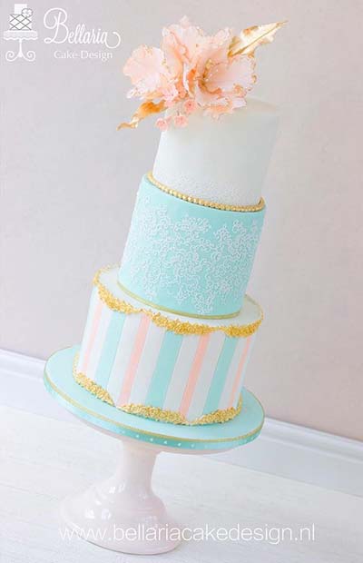 Creative Light Blue Wedding Cake