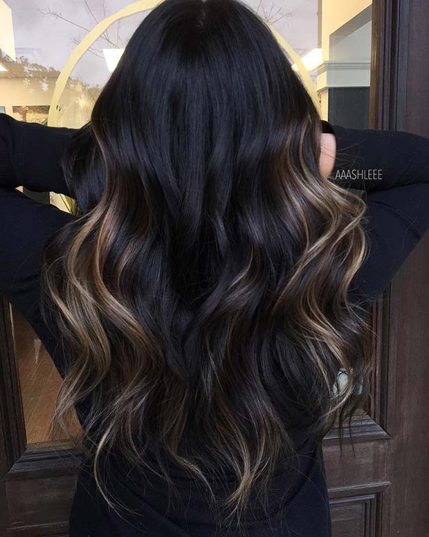 Subtle Blonde Balayage on Dark Hair 