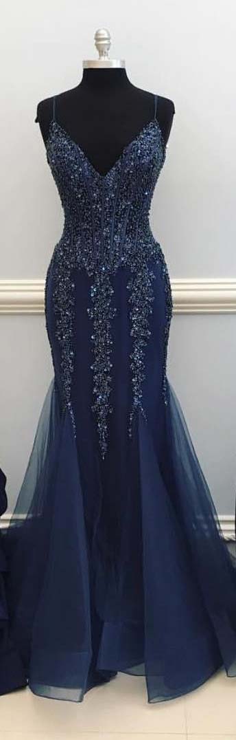 Gorgeous Navy Blue Prom Dress