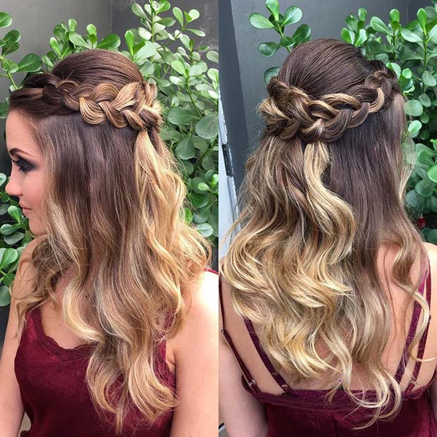 Half Up Hairstyle with a Loose Braid