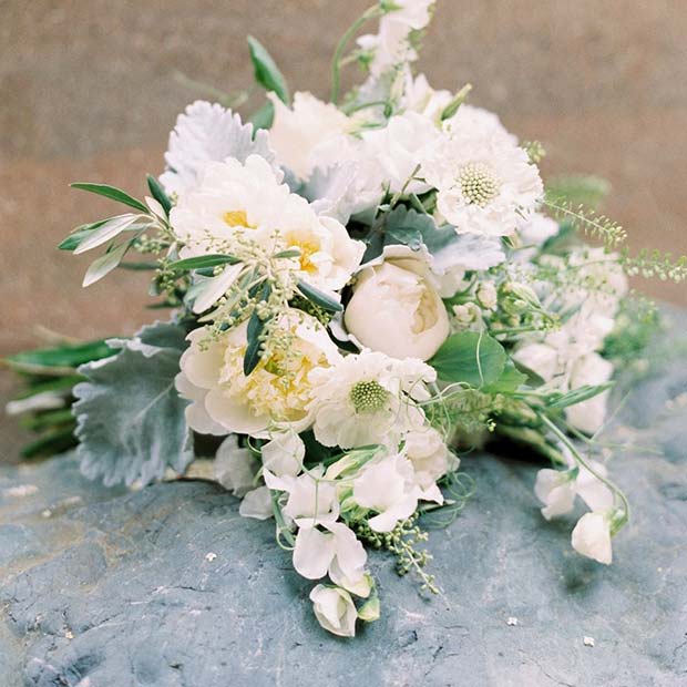 White and Green Bridal Bouquet