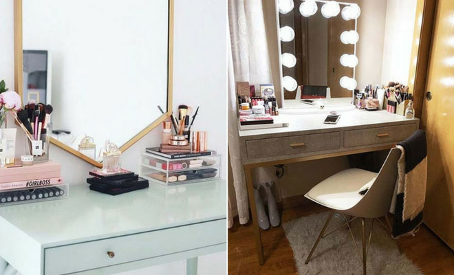 43 Must Have Makeup Vanity Ideas Stayglam, Vanity Table Storage Ideas