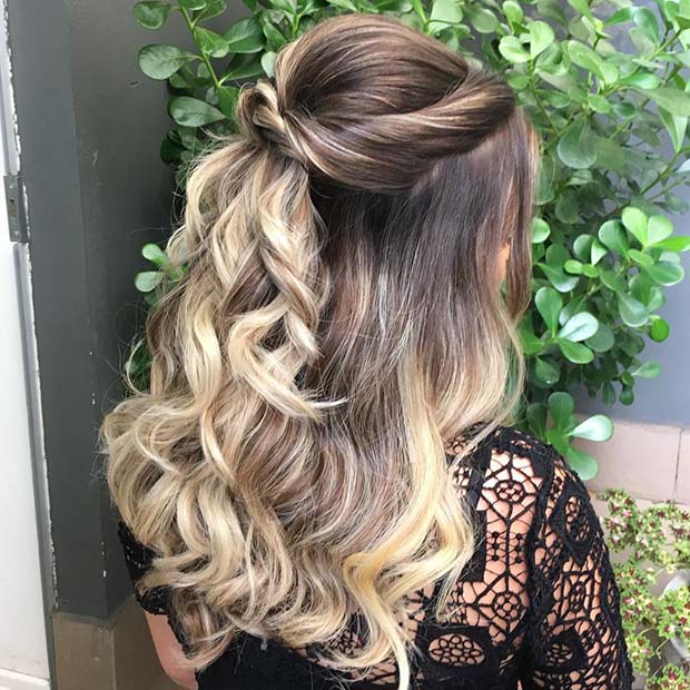 Pretty Half Up Half Down Prom Hairstyle