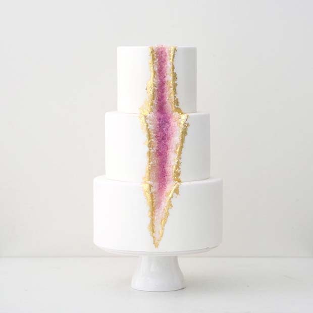 Pretty Pink Geode Wedding Cake