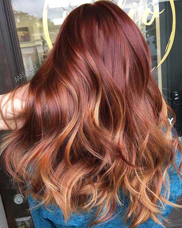 Red to Copper Balayage Hair 