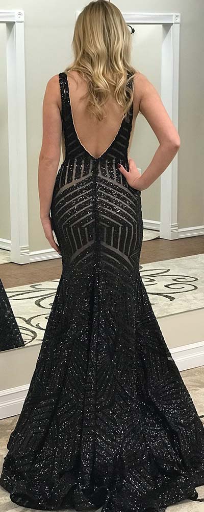 Sexy Sparkling Black Prom Dress