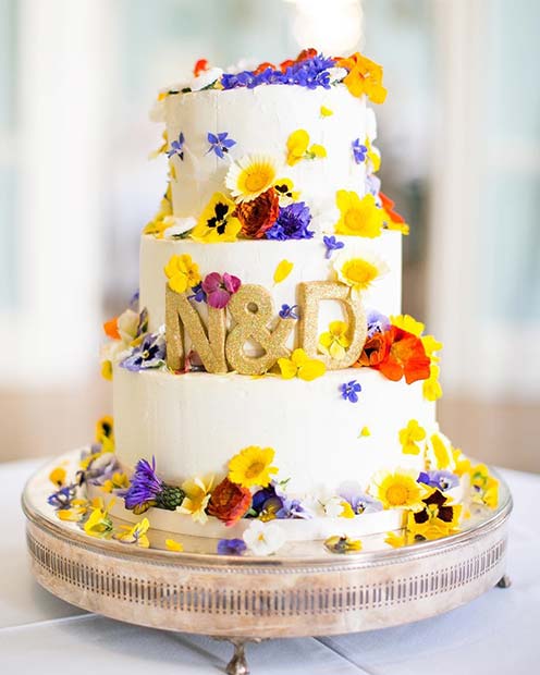 Spring Flower Wedding Cake
