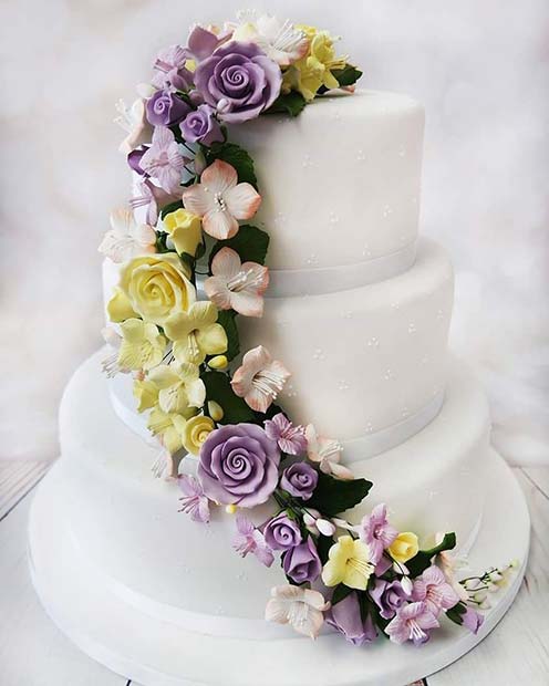 Spring White Floral Cake
