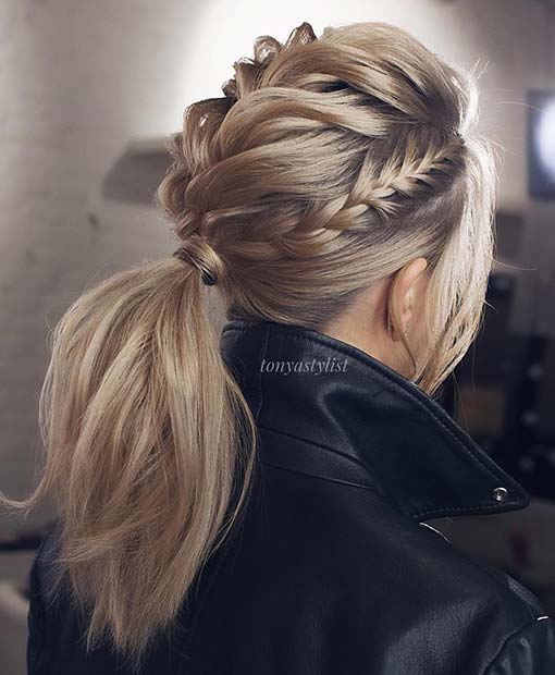 Stylish Multi Braid Ponytail Look