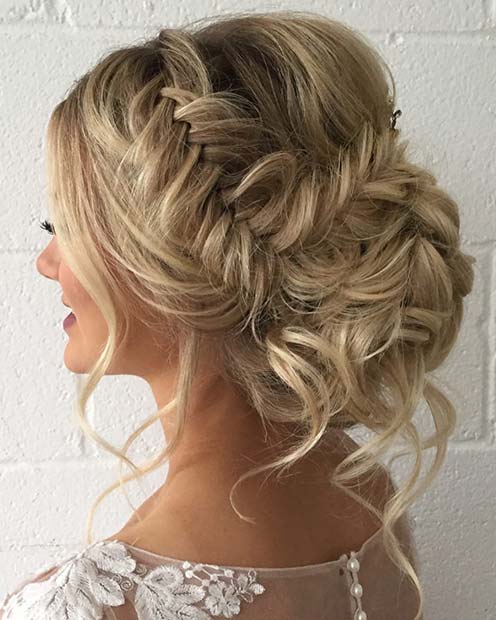 Braided Updo with Loose Curls