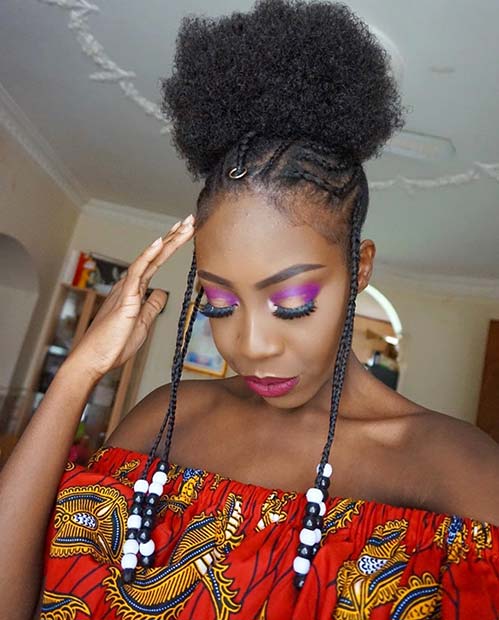 Accessorized Fulani Braids with Afro