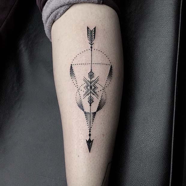 Arrow Dot Work Tattoo