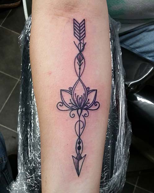 Arrow Tattoo with Floral Design