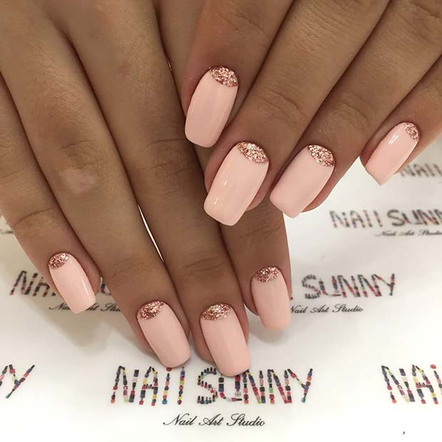 Beautiful Pink and Rose Gold Nails