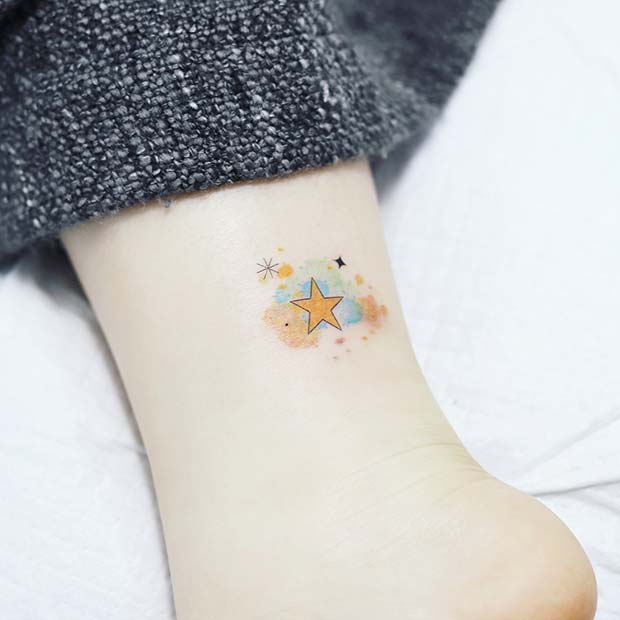 Cute Small Star Ankle Tattoo