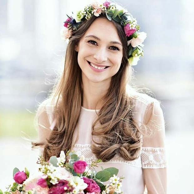 Floral Bridal Crown And Matching Bouquet