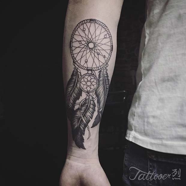 Large Dream Catcher Tattoo on Arm 