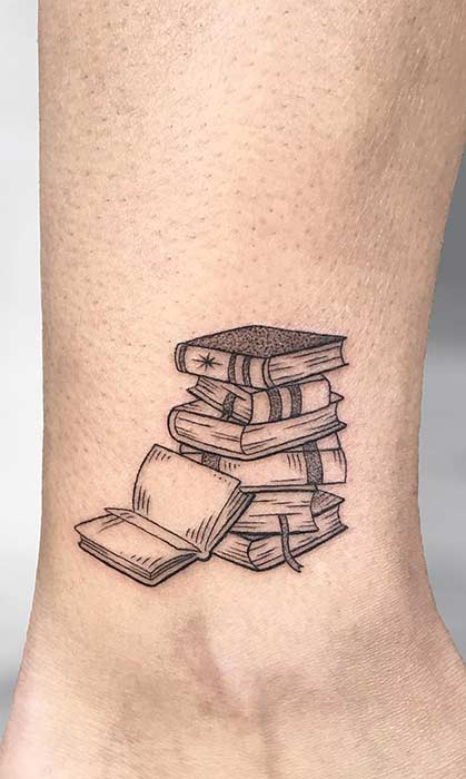 Stack of Books Tattoo Idea